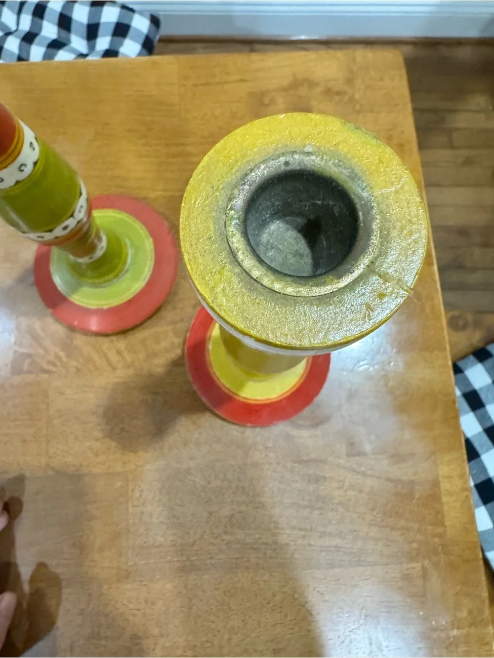 Handmade in India Painted Wood Candlesticks by Tozai Home